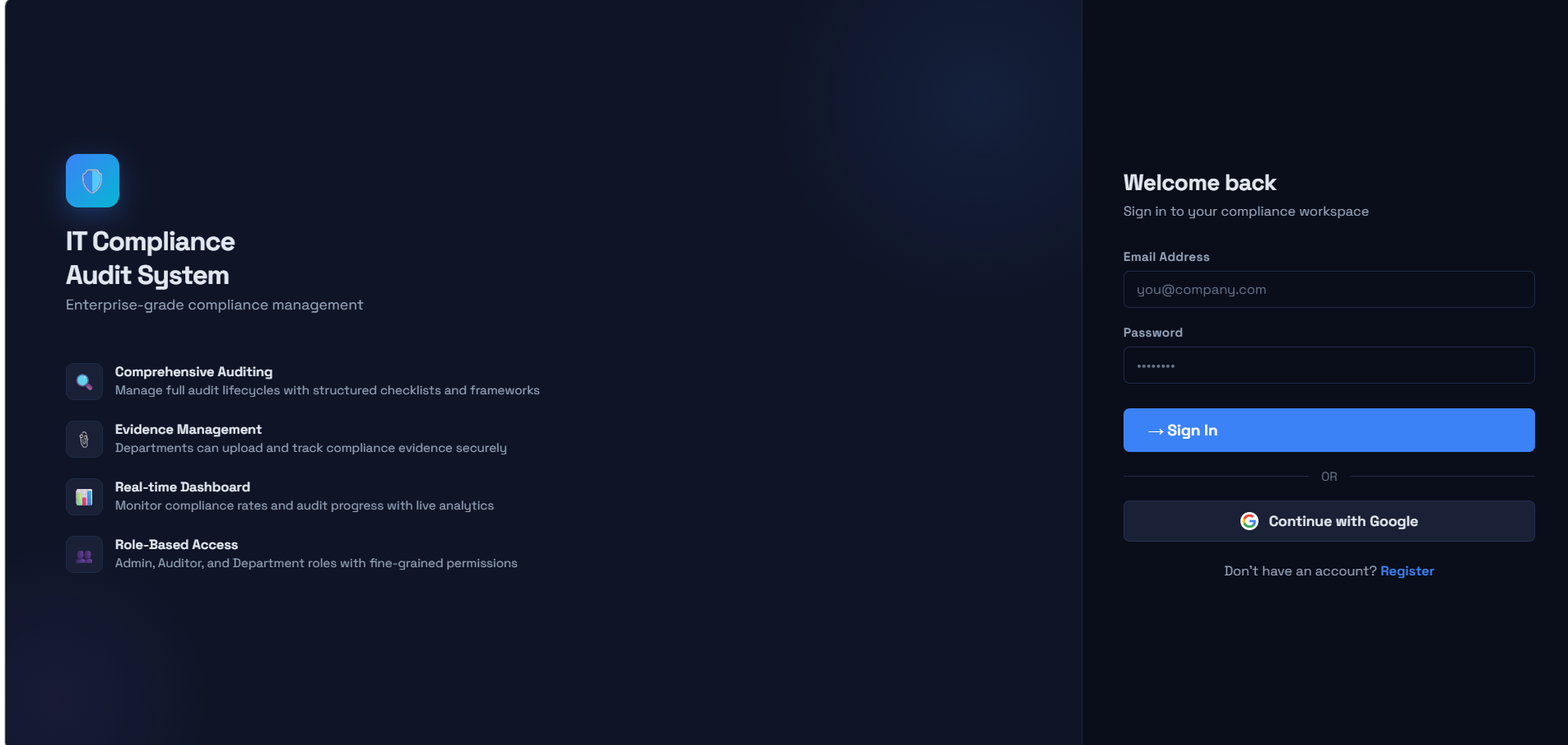 IT Compliance Audit System Screenshot